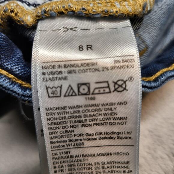 Gap Jeans Womens 8 29R Blue Straight Cuff Stretch Denim Midrise 5-Pocket Zip Fly - Picture 5 of 11